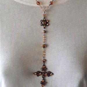 Necklace.  Boho Style.  Brown and Amber stones.